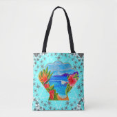 Hawaiian Paradise (blauw) Tote Bag (Voorkant)
