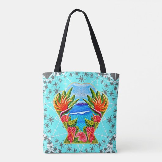 Hawaiian Paradise (blauw) Tote Bag (Achterkant)