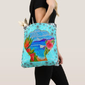 Hawaiian Paradise (blauw) Tote Bag (Dichtbij)
