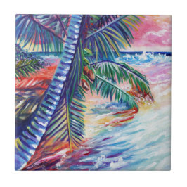 Hawaiian Paradise Coconut Palm Kauai Tegeltje