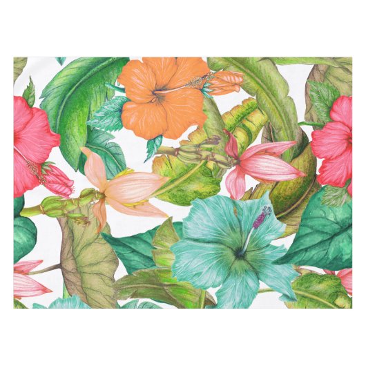 Hawaiian Paradise Hibiscus Floral Pattern Tafelkleed (Voorkant (Horizontaal))