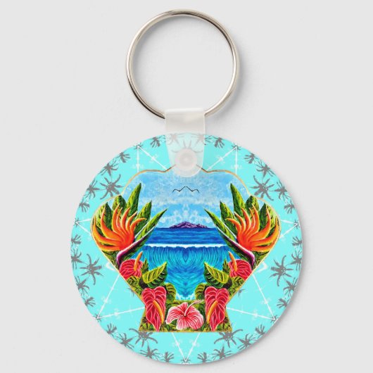 Hawaiian Paradise Twice (Blauw) Sleutelhanger (Voorkant)