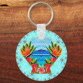 Hawaiian Paradise Twice (Blauw) Sleutelhanger (Voorkant)