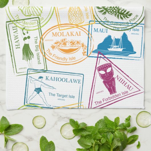 Hawaiian Passport Stamp Kitchen Towel Theedoek (Gevouwen)