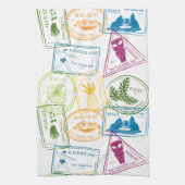 Hawaiian Passport Stamp Kitchen Towel Theedoek (Verticaal)