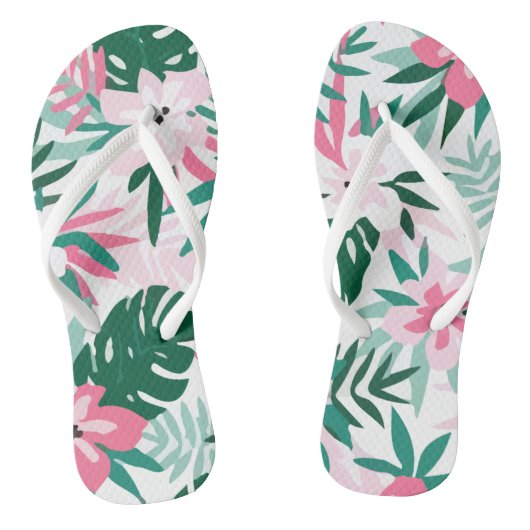 Hawaiian Pattern roze Flowers Teenslippers (Voetbed)
