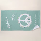 Hawaiian Peace Love Floral Peace Sign Name Strandlaken (Voorkant)