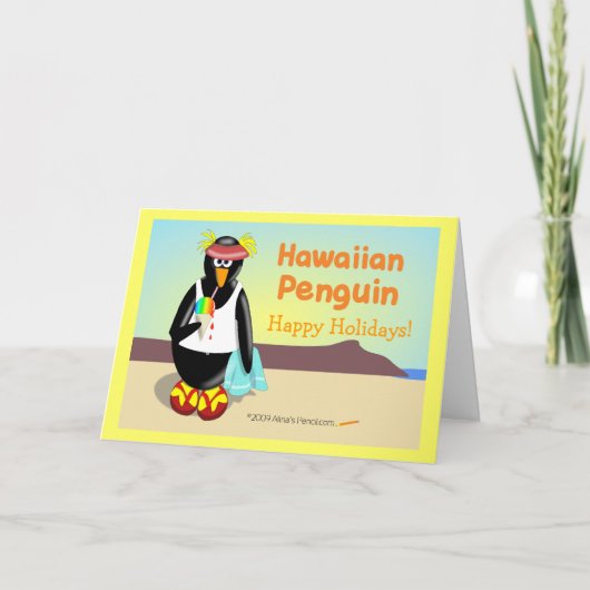 Hawaiian Penguin Holiday Greeting Kaart (Voorkant)