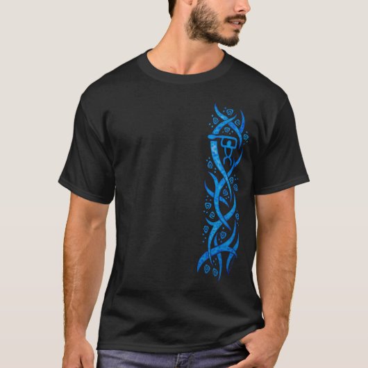 Hawaiian Petroglyph Canoe Paddler Tribal T shirt (Voorkant)