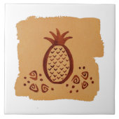 Hawaiian Petroglyph Pineapple Ceramic Tile Tegeltje (Voorkant)