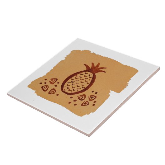 Hawaiian Petroglyph Pineapple Ceramic Tile Tegeltje (Zijkant)