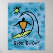 Hawaiian Petroglyph Surfer Riding the Waves Poster (Voorkant)