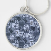 Hawaiian Petroglyph Tapa in Lava Tone Sleutelhanger (Voorkant)