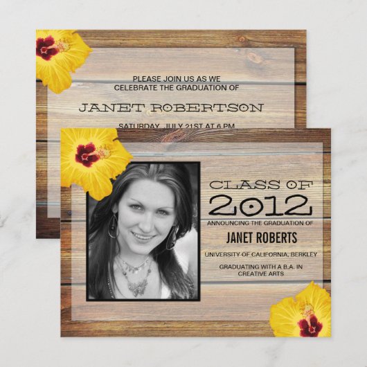 Hawaiian Photo Afstuderen Invitation Kaart (Voorkant / Achterkant)