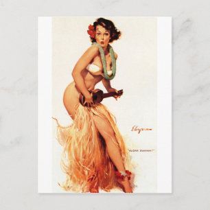Hawaiian Pin Up Briefkaart