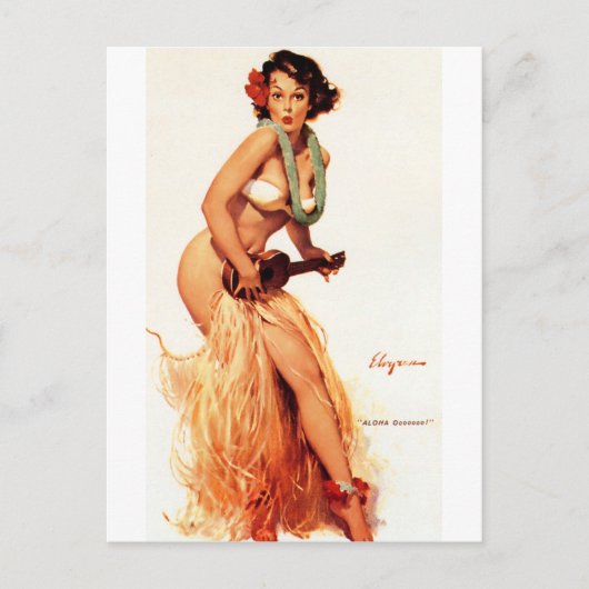 Hawaiian Pin Up Briefkaart (Voorkant)