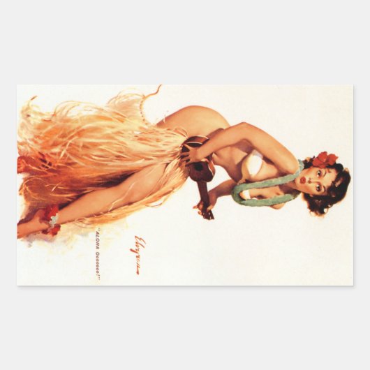 Hawaiian Pin Up Rechthoekige Sticker (Voorkant)