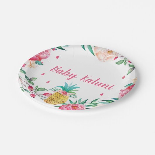 Hawaiian Pineappel Floral Waterverf ShowBorden Papieren Bordje (Gekanteld)