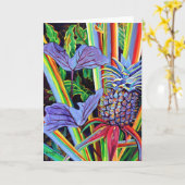 Hawaiian Pineapple and Taro Leaves Card Kaart (Gele Bloem)