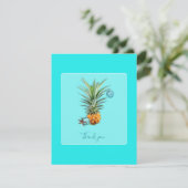 Hawaiian Pineapple Aqua Kerstmis Dank je wel Feestdagenkaart (Staand voorkant)