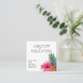 Hawaiian Pineapple Flowers Square Visitekaartjes (Staand voorkant)