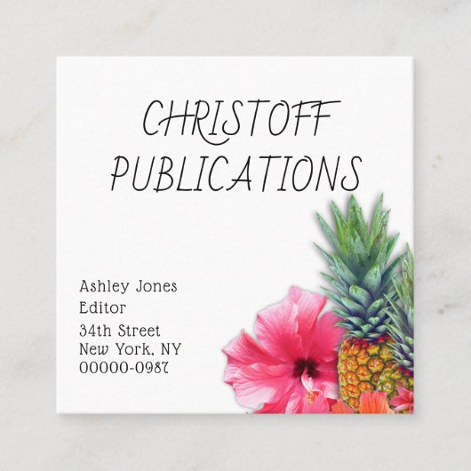 Hawaiian Pineapple Flowers Square Visitekaartjes (Voorkant)