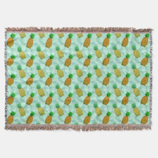 Hawaiian Pineapple Light Blue Deken (Voorkant)