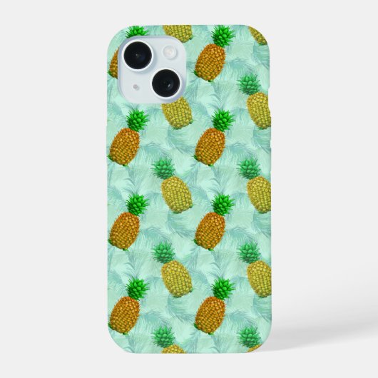 Hawaiian Pineapple Light Blue iPhone 15 Case (Achterkant)