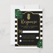 Hawaiian Pineapple Modern Stripes Wedding Response RSVP Kaartje (Voorkant)