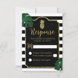 Hawaiian Pineapple Modern Stripes Wedding Response RSVP Kaartje