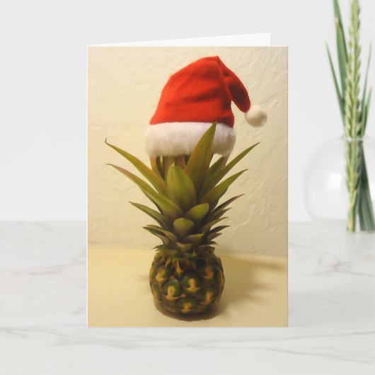 Hawaiian Pineapple Santa Hat-kerstkaart Feestdagen Kaart (Voorkant)