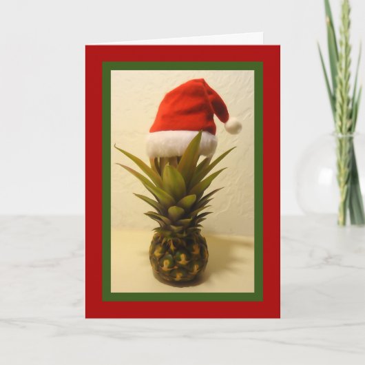 Hawaiian Pineapple Santa Hat-kerstkaart Feestdagen Kaart (Voorkant)