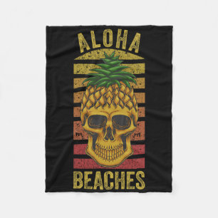 Hawaiian Pineapple Skull Aloha straait Funny Hawai Fleece Deken