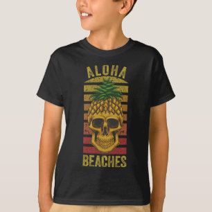 Hawaiian Pineapple Skull Aloha straait Funny Hawai T-shirt