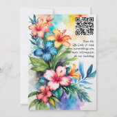 Hawaiian Pink Flamingo Hibiscus QR Code Huwelijk Kaart (Achterkant)