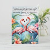 Hawaiian Pink Flamingo Hibiscus Wedding Bedankkaart (Staand voorkant)