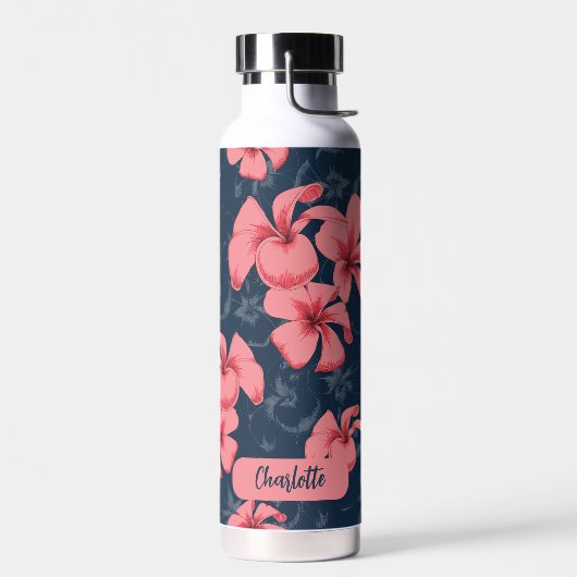 Hawaiian Pink Flowers Cute Floral Pattern Waterfles (Links)