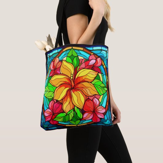 Hawaiian Plumera Bloemen Thema Tote Bag (Dichtbij)