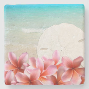 Hawaiian Plumeria and Sand Dollar Stone Onderzette Stenen Onderzetter