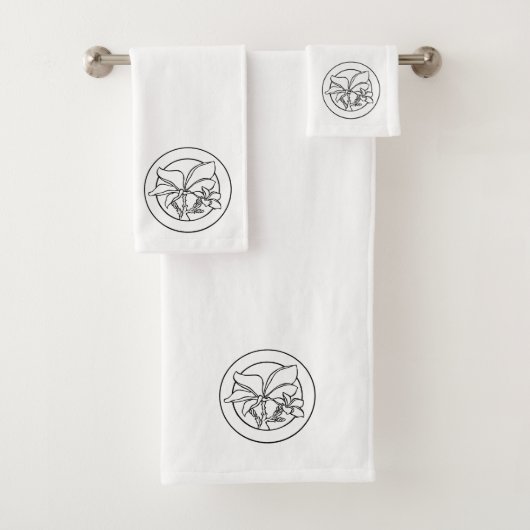 Hawaiian Plumeria Bathroom Towel Set Bad Handdoek (Insitu)