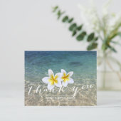 Hawaiian Plumeria Bloemen Strandbruiloft Bedankt Briefkaart (Staand voorkant)