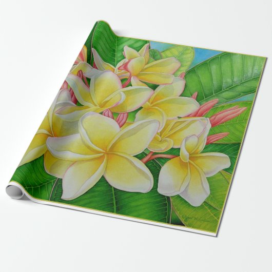 Hawaiian Plumeria Cadeaupapier (Uitgerold)
