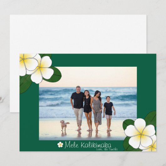 Hawaiian Plumeria Christmas Mele Kalikimaka Kaart (Voorkant / Achterkant)