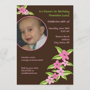 Hawaiian Plumeria Custom Photo Birthday Invitation Kaart