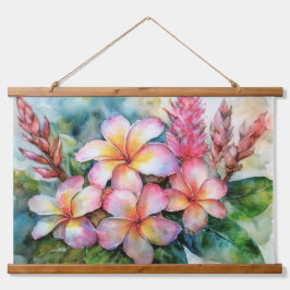 Hawaiian Plumeria en roze gember Hangend Wandkleed