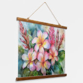Hawaiian Plumeria en roze gember Hangend Wandkleed (Gebogen)