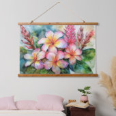 Hawaiian Plumeria en roze gember Hangend Wandkleed (Slaapkamer)