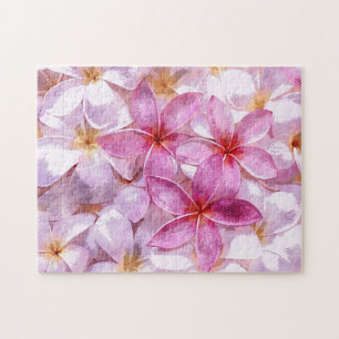 Hawaiian Plumeria Flower Waterverf Art Painting Legpuzzel