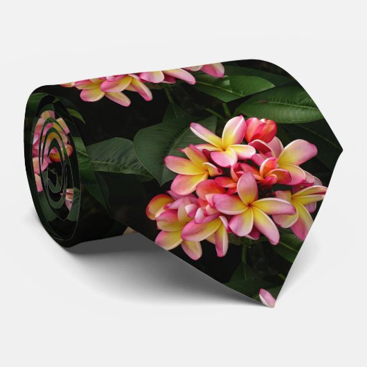 Hawaiian Plumeria Flowers Mannen Necktie Stropdas (Opgerold)