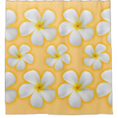 Hawaiian Plumeria Flowers op Sinaasappel Douchegordijn (Voorkant)